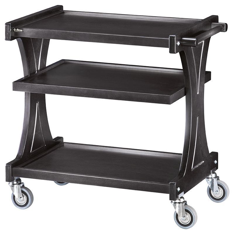 Forcar - Carrello di servizio in legno 3 piani 106 x 55 cm Nero