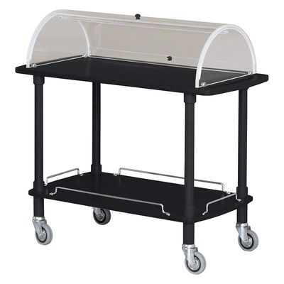 Forcar - Carrello di servizio in legno con cupola 2 piani 110 x 55 cm Nero