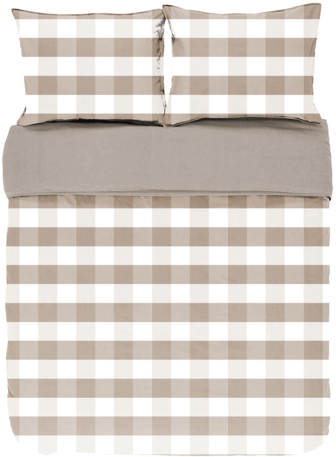 Copripiumino a Quadri con Federe 240x220 Taupe - Tirolix