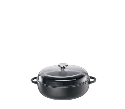 Küchenprofi - Casseruola bassa coperchio in vetro nero 24 cm