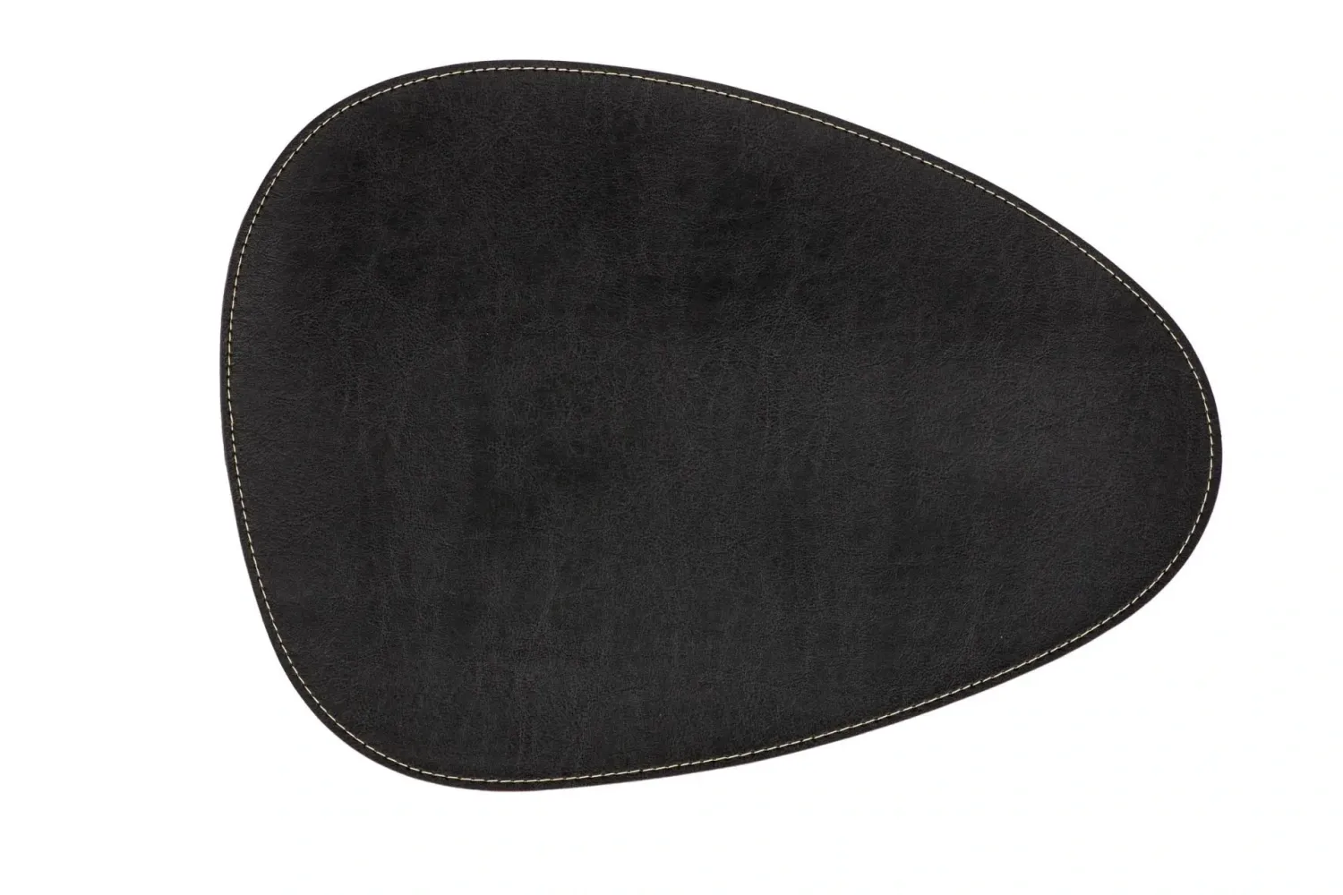 Tovaglietta Ovale in Ecopelle Bordi Ricamati 32x42 cm Nero - Tirolix
