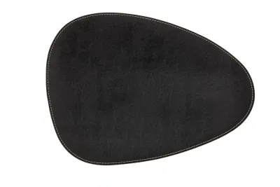 Tovaglietta Ovale in Ecopelle Bordi Ricamati 32x42 cm Nero - Tirolix
