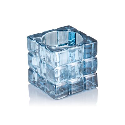 Tirolix - Portacandela 6,5 x 6,5 cm Blu Cube