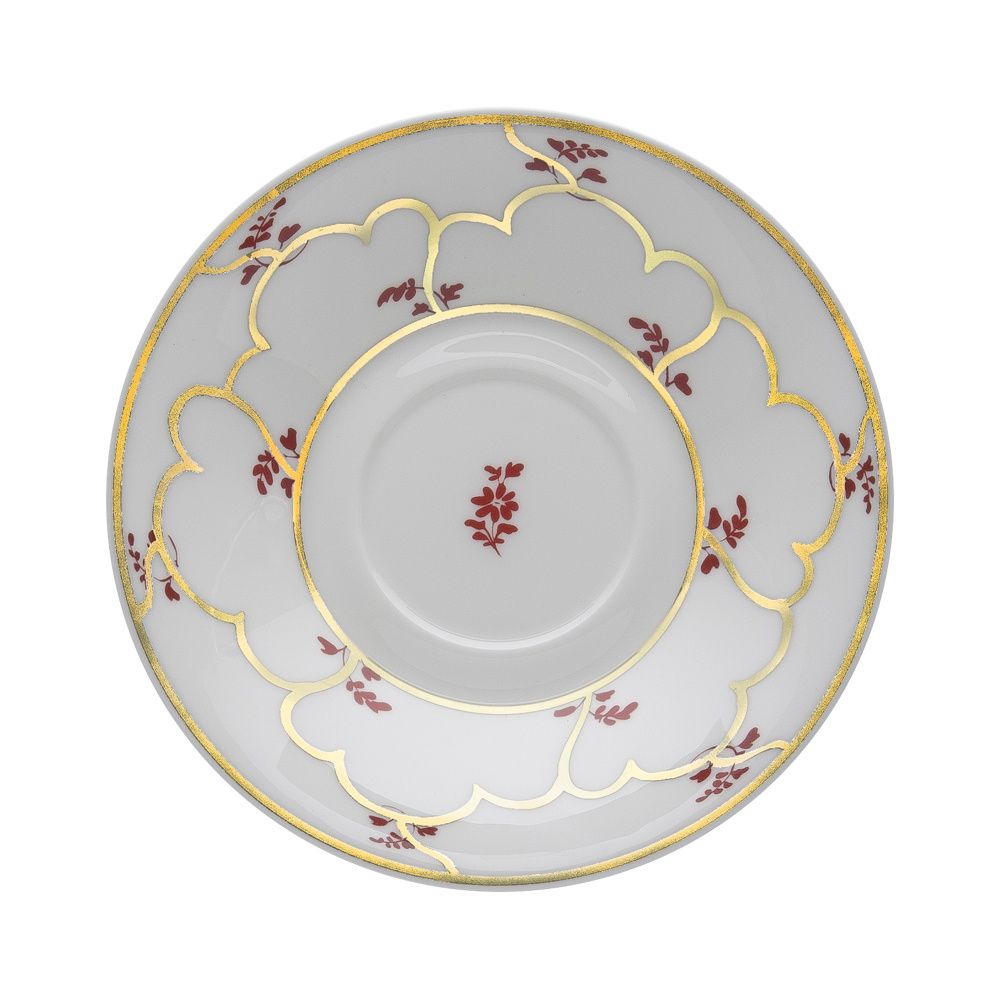 Geminiano Cozzi - Piattino per tazza tè/cappuccino 16 cm Feston e Cadena Rosso