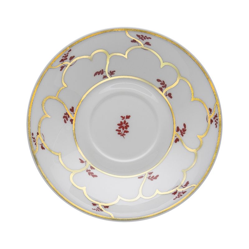 Geminiano Cozzi - Piattino per tazza tè/cappuccino 16 cm Feston e Cadena Rosso