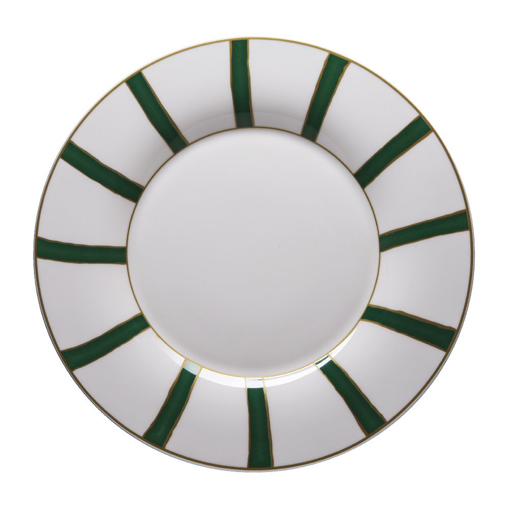 Geminiano Cozzi - Piatto piano 31 cm Striche Verdi e Oro