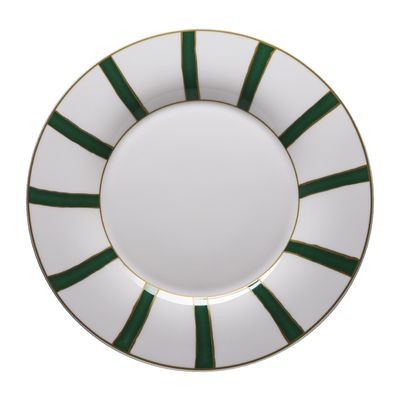 Geminiano Cozzi - Piatto piano 31 cm Striche Verdi e Oro