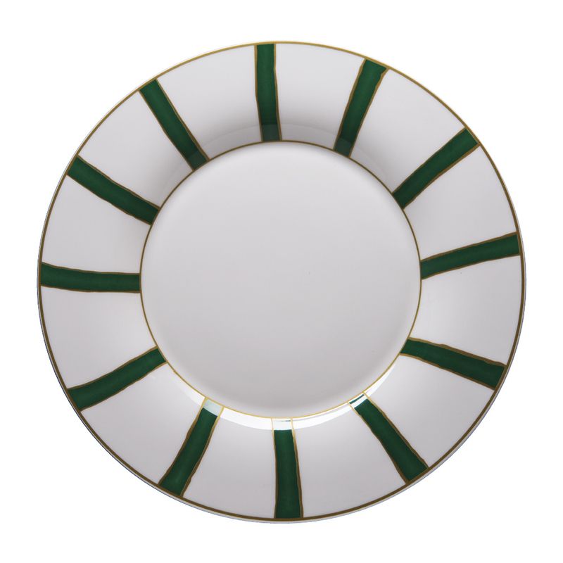 Geminiano Cozzi - Piatto piano 31 cm Striche Verdi e Oro