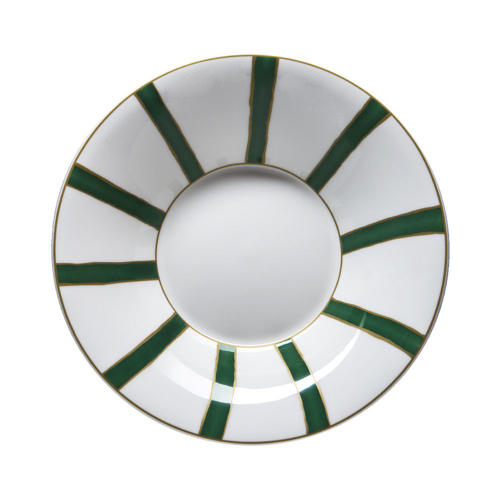 Geminiano Cozzi - Piatto fondo 22 cm Striche Verdi e Oro