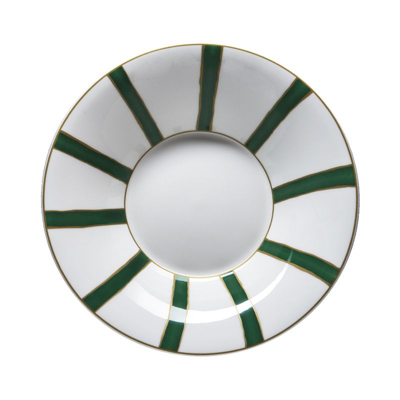 Geminiano Cozzi - Piatto fondo 22 cm Striche Verdi e Oro