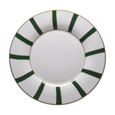 Geminiano Cozzi - Piatto piano 28 cm Striche Verdi e Oro