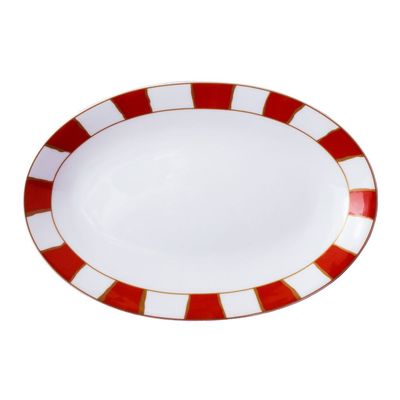 Geminiano Cozzi - Piatto ovale 37 x 26,5 cm Striche Arancio e Oro