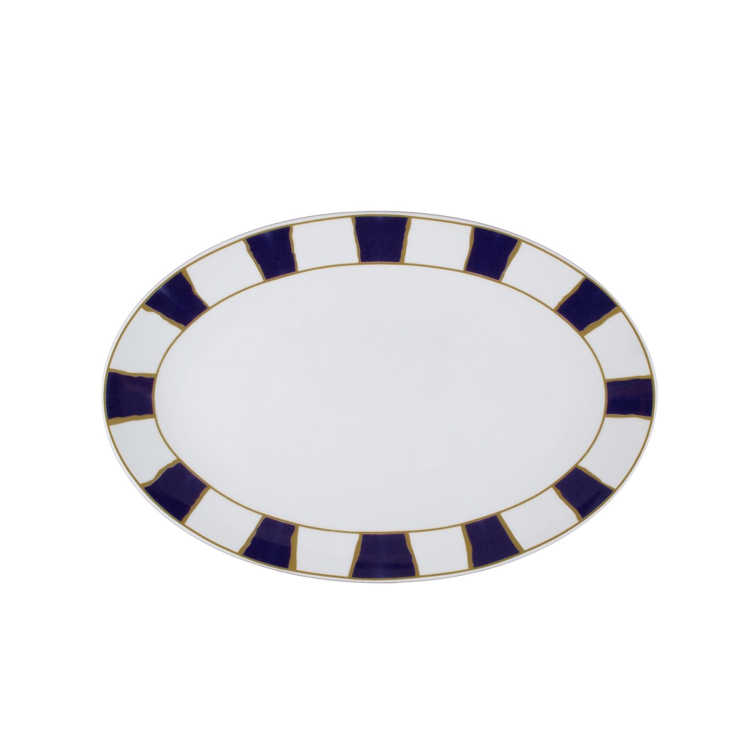 Geminiano Cozzi - Piatto ovale 26 cm Striche Blu e Oro
