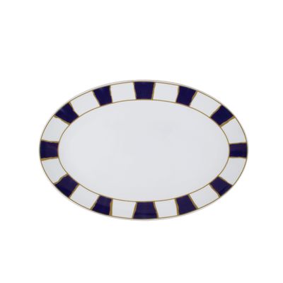 Geminiano Cozzi - Piatto ovale 26 cm Striche Blu e Oro