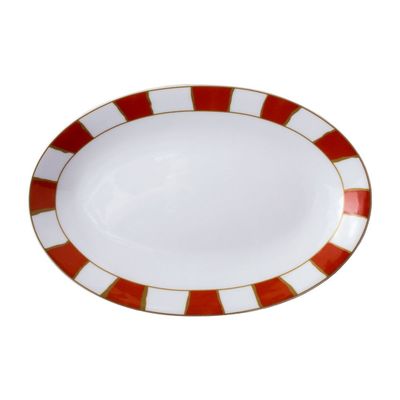 Geminiano Cozzi - Piatto ovale 26 cm Striche Arancio e Oro
