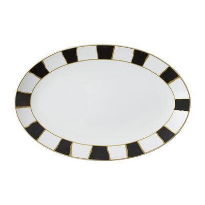 Geminiano Cozzi - Piatto ovale 26 cm Striche Nere e Oro