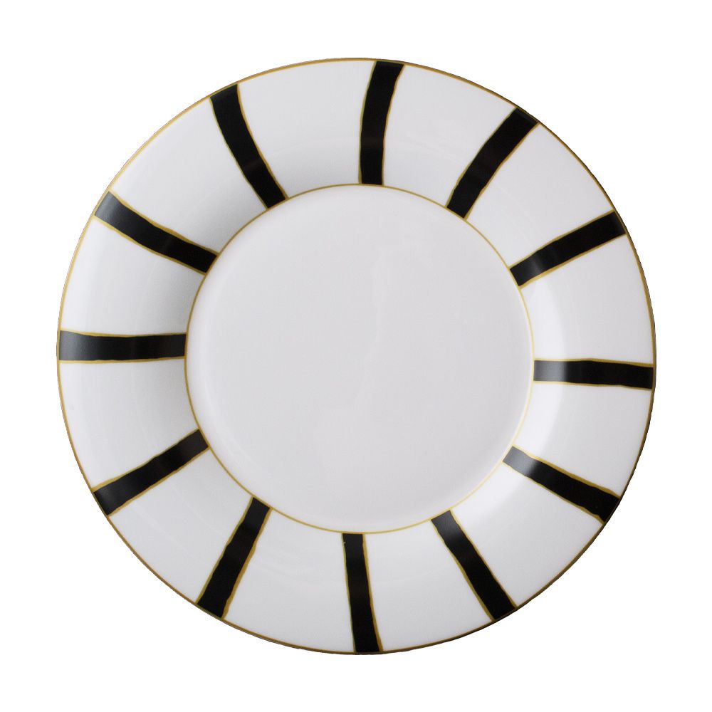 Geminiano Cozzi - Piatto piano 28 cm Striche Nere e Oro