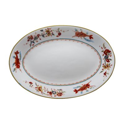 Geminiano Cozzi - Piatto ovale 26 cm Chinesi Fiori Finiti