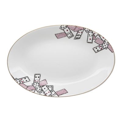 Geminiano Cozzi - Piatto ovale 37 x 26,5 cm Carte da Zogo