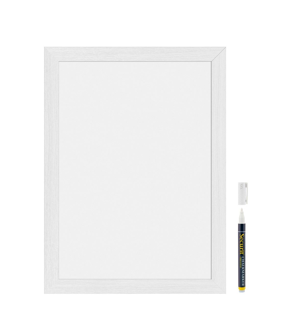 Securit - Lavagna da parete bianca con cornice bianca 30 x 40 cm