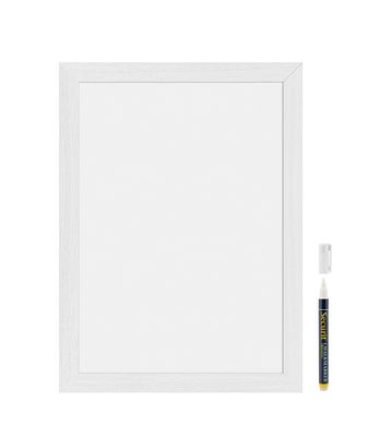 Securit - Lavagna da parete bianca con cornice bianca 30 x 40 cm