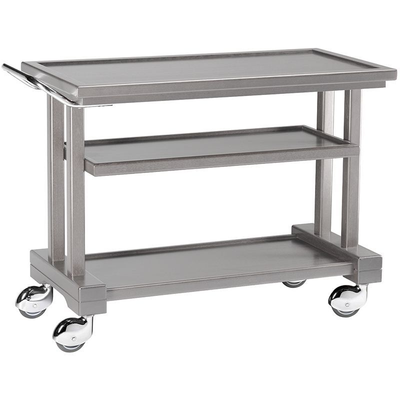 Forcar - Carrello di servizio in legno 3 piani 115 x 55 cm Grigio Cenere
