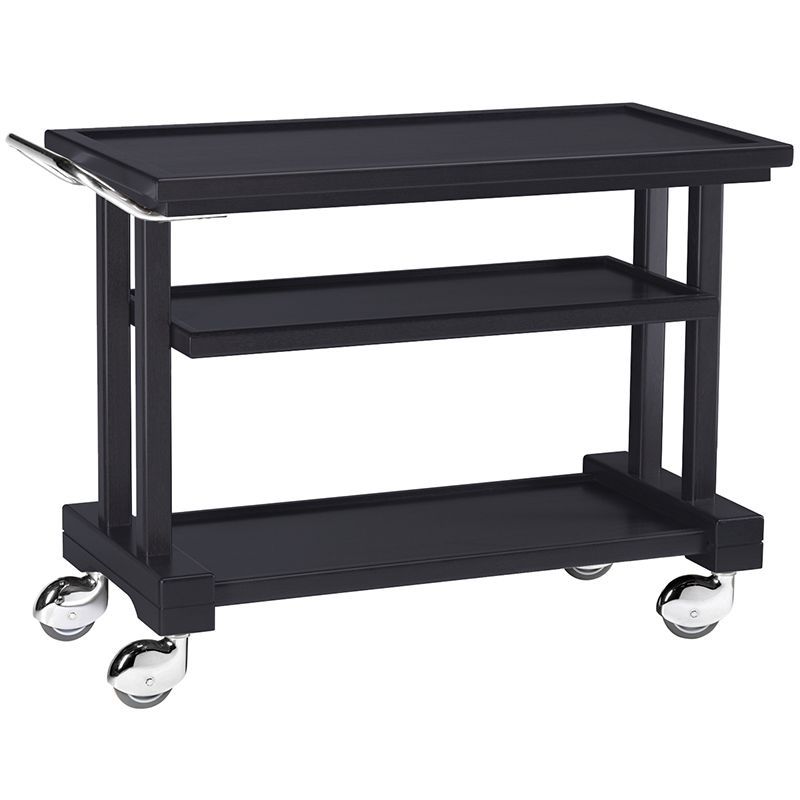 Forcar - Carrello di servizio in legno 3 piani 115 x 55 cm Nero