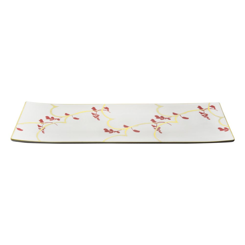 Geminiano Cozzi - Vassoio rettangolare 35 x 12,5 cm Feston e Cadena Rosso