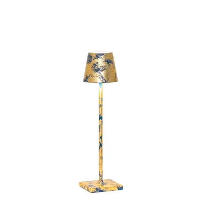 Lampada da tavolo 27,5 x 7 cm Poldina Micro Blu Capri + Foglia Oro - Zafferano