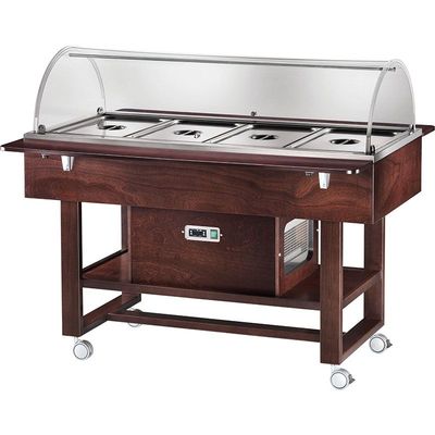 Forcar - Carrello refrigerato in legno con cupola 4 x GN 1/1 Wenge