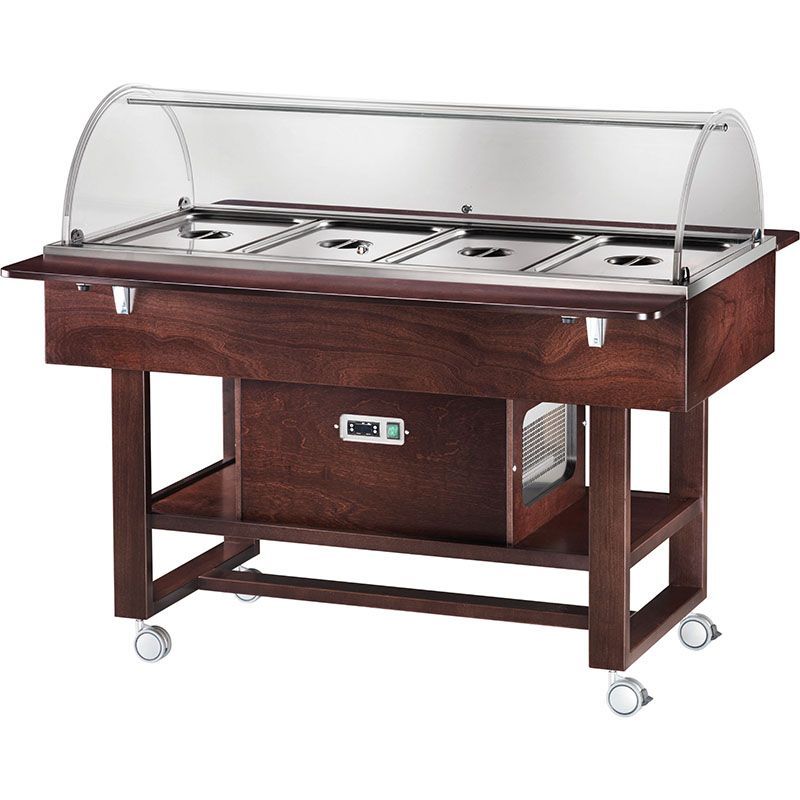 Forcar - Carrello refrigerato in legno con cupola 4 x GN 1/1 Wenge