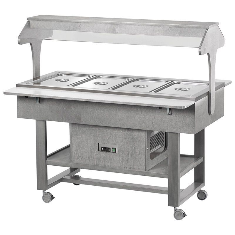 Forcar - Carrello refrigerato con luce al neon 4 x GN 1/1 Grigio Cenere