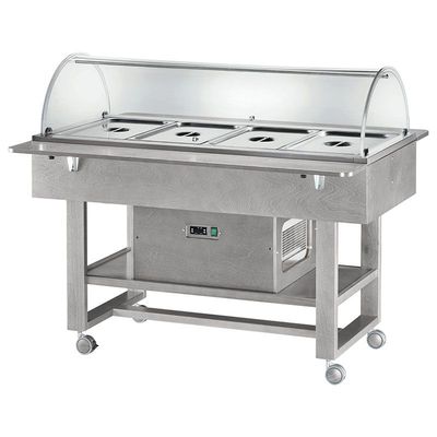 Forcar - Carrello refrigerato in legno con cupola 4 x GN 1/1 Grigio Cenere