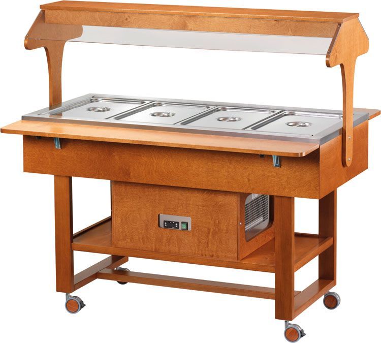 Forcar - Carrello refrigerato con luce al neon 4 x GN 1/1 Noce