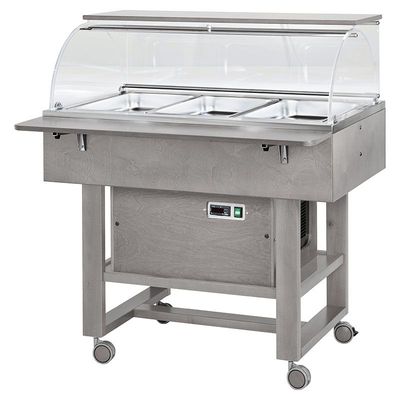 Forcar - Carrello refrigerato in legno 3 x GN 1/1 Grigio Cenere