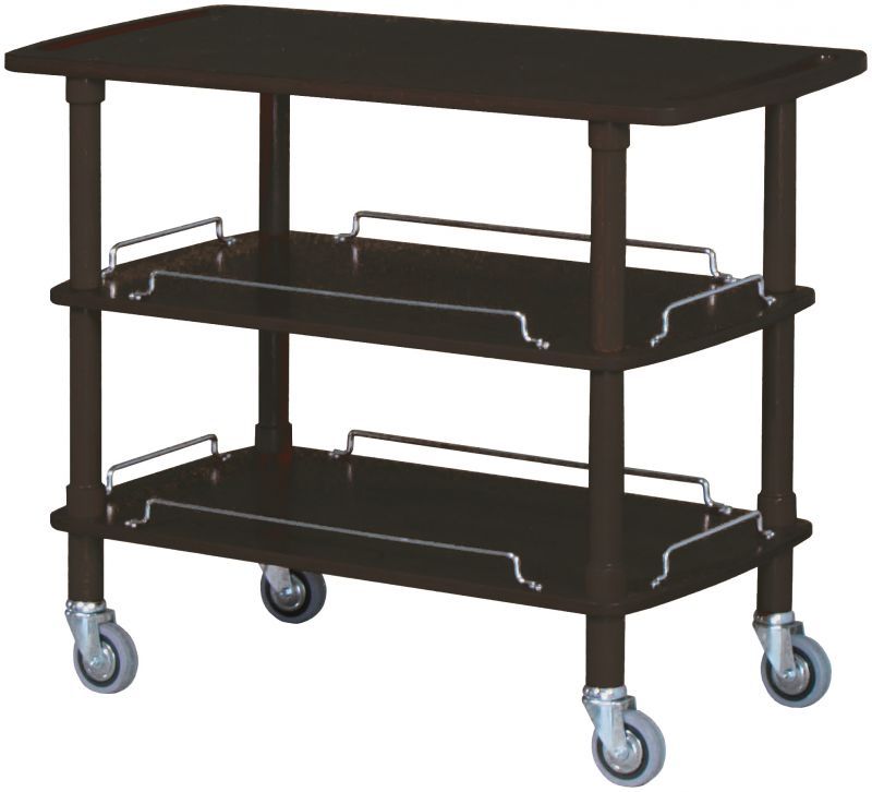 Forcar - Carrello di servizio in legno 3 piani 110 x 55 cm Nero