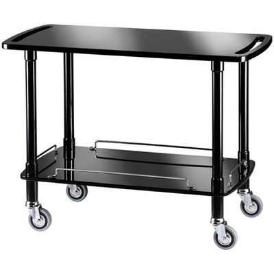 Forcar - Carrello di servizio in legno 2 piani 110 x 55 cm Laccato Nero