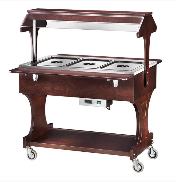 Forcar - Carrello termico a bagnomaria con luce al neon 3 x GN 1/1 Wenge
