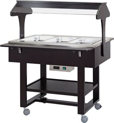 Forcar - Carrello termico a bagnomaria con luce al neon 3 x GN 1/1 Nero