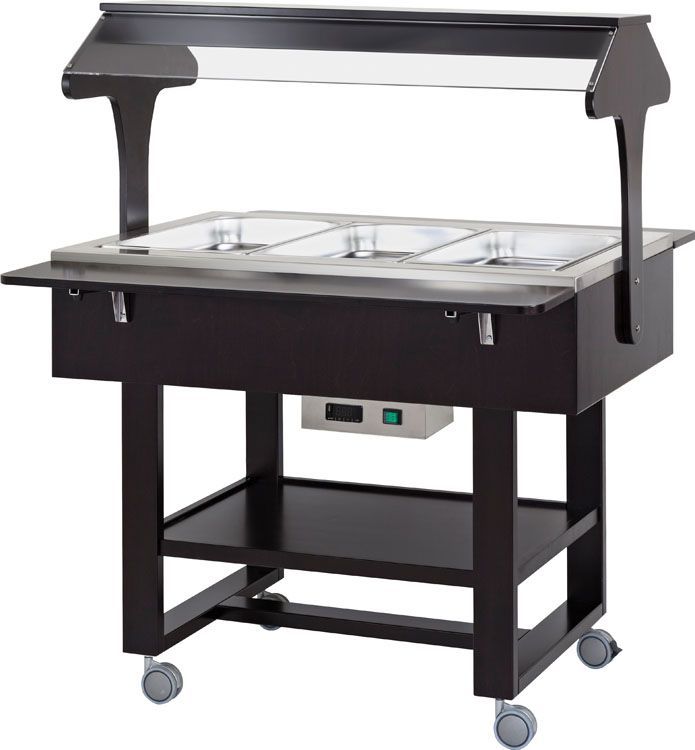 Forcar - Carrello termico a bagnomaria con luce al neon 3 x GN 1/1 Nero
