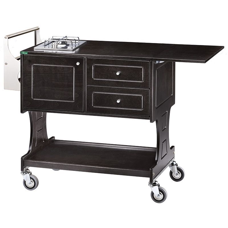 Forcar - Carrello flambè con 1 piastra fuoco 145 x 58 cm Nero