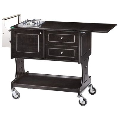 Forcar - Carrello flambè con 1 piastra fuoco 145 x 58 cm Nero