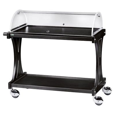 Forcar - Carrello di servizio in legno con cupola 2 piani 106 x 55 cm Nero