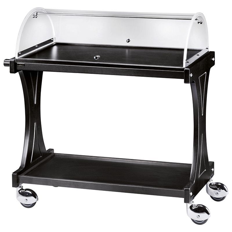 Forcar - Carrello di servizio in legno con cupola 2 piani 86 x 55 cm Nero