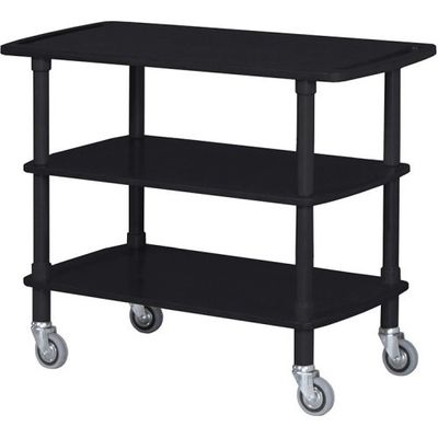 Forcar - Carrello di servizio in legno 3 piani 110 x 40 cm Nero