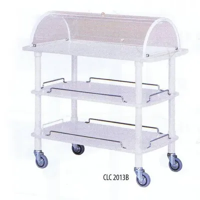 Forcar - Carrello di servizio in legno con cupola 3 piani 110 x 55 cm Laccato Bianco