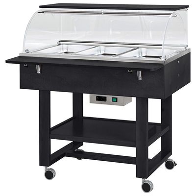 Forcar - Carrello termico a bagnomaria in legno 3 x GN 1/1 Nero