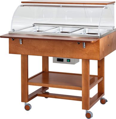 Forcar - Carrello termico a bagnomaria in legno 3 x GN 1/1 Noce
