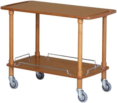 Forcar - Carrello di servizio in legno 2 piani 110 x 55 cm Noce