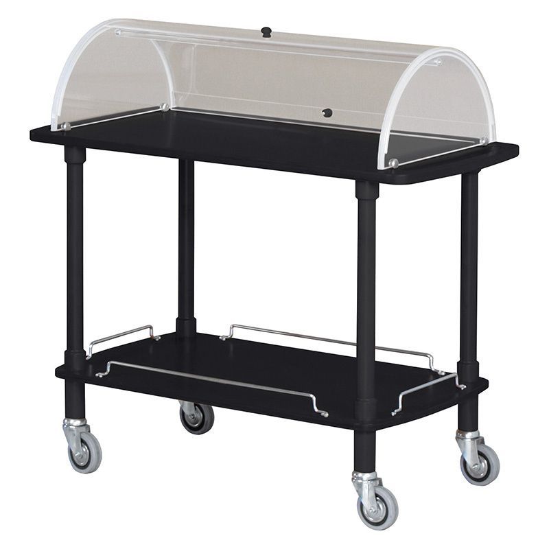 Forcar - Carrello di servizio in legno con cupola 2 piani 110 x 55 cm Nero